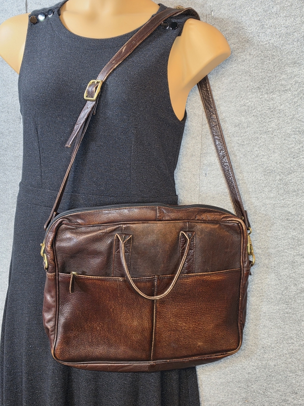 Frye Vintage Brown Leather Laptop Satchel